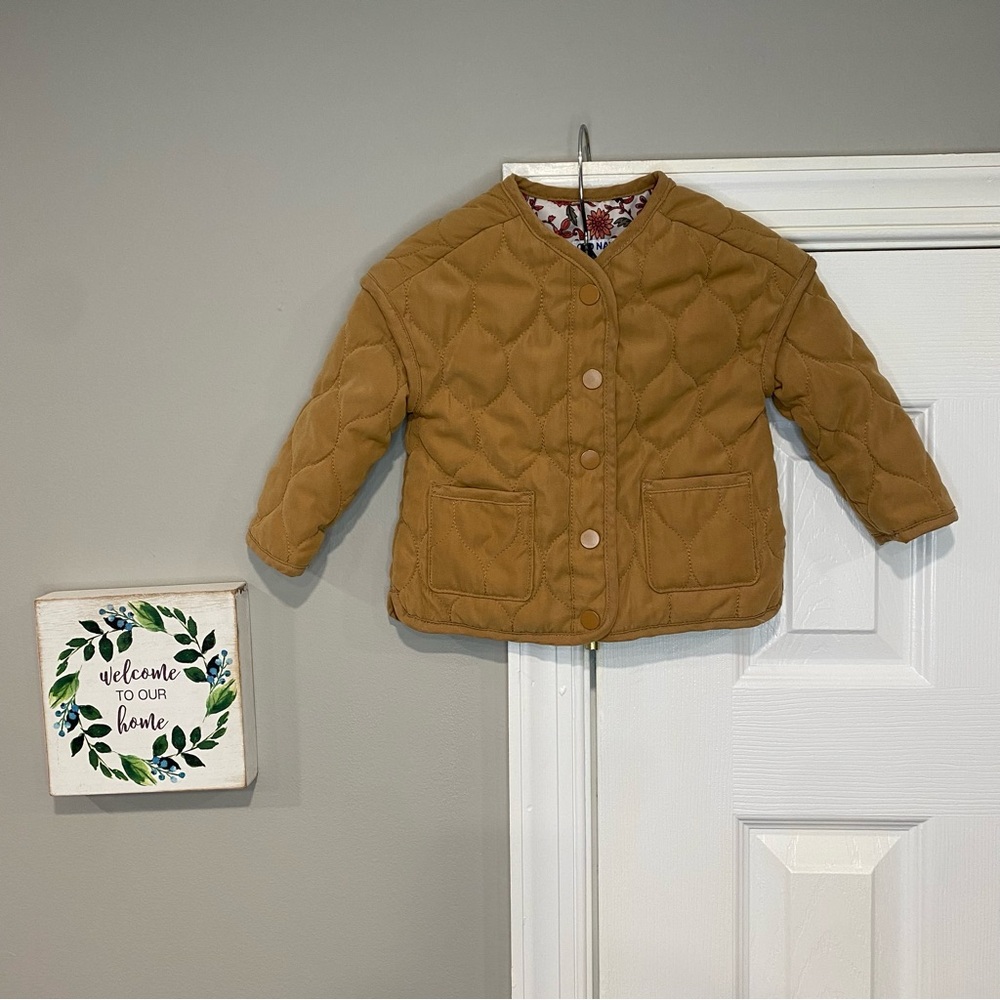 Old Navy Tan Chestnut Quilted Baby Girl Jacket 12 - 18 Months